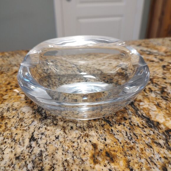 VTG Signed Val St. Lambert France Wave Crystal Clear Ashtray Trinket Dish - Picture 1 of 15